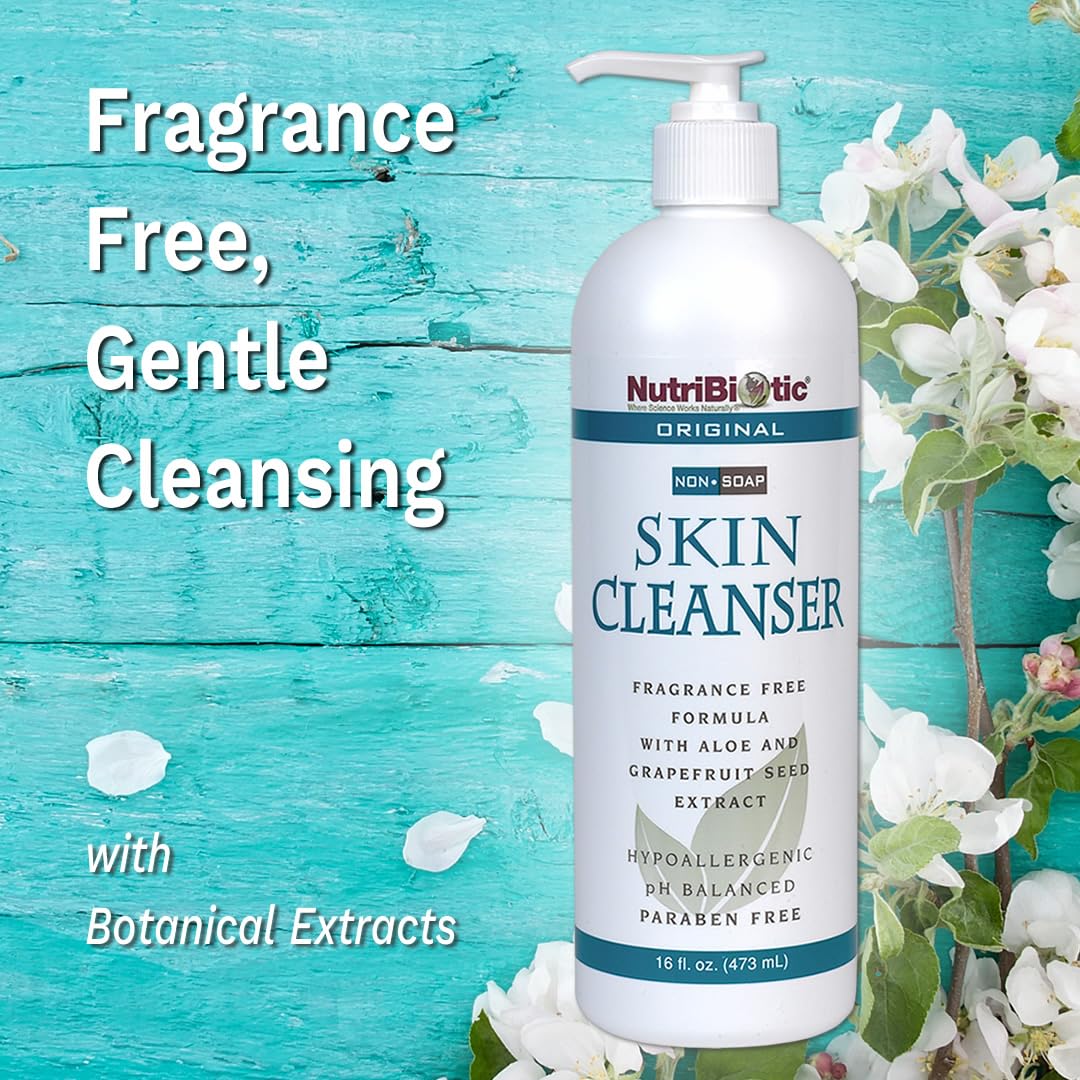 NutriBiotic Original Non-Soap Skin Cleanser, 16 Oz Twin Pack | Fragrance Free with GSE | pH Balanced, Hypoallergenic & Biodegrad