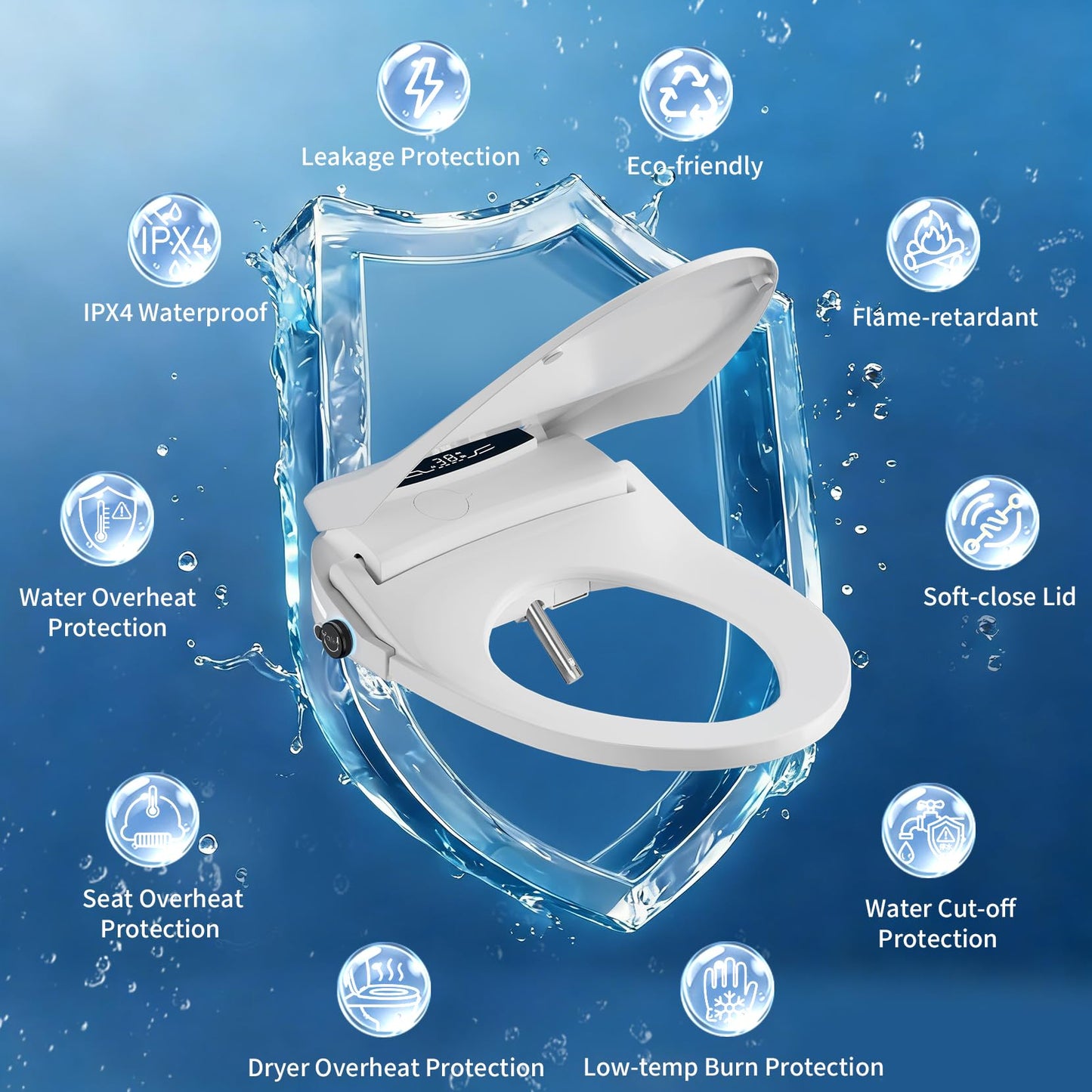 Simenr Electric Bidet Toilet Seat Elongated, Instant Warm Water Heated Wash, Self-Cleaning Nozzle, 5X Drying, Anti-Yellowing Quiet Soft Close Lid, Luxury Smart Bidet for Villa&Family, Easy DIY Install