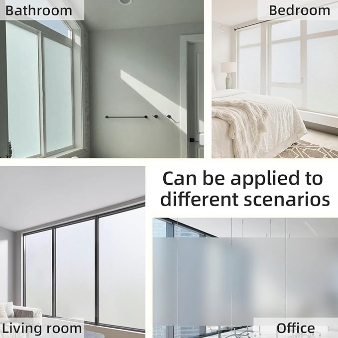 Frosted Glass Window Privacy Film Decorative, Bathroom Window Privacy Film for Glass Windows Cover, Static Cling, Removable, Reusable, Anti-UV, Heat Blocking, with Tools 35x78inch