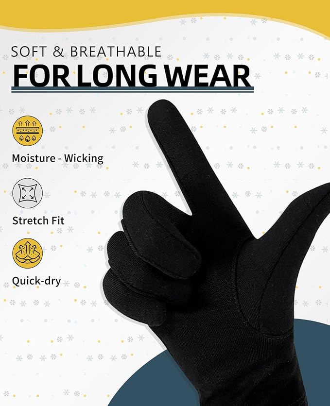 Merino Protect 100% Merino Wool Gloves For Kids Men Women Touch screen Thermal Glove Liners Ski Cold Weather