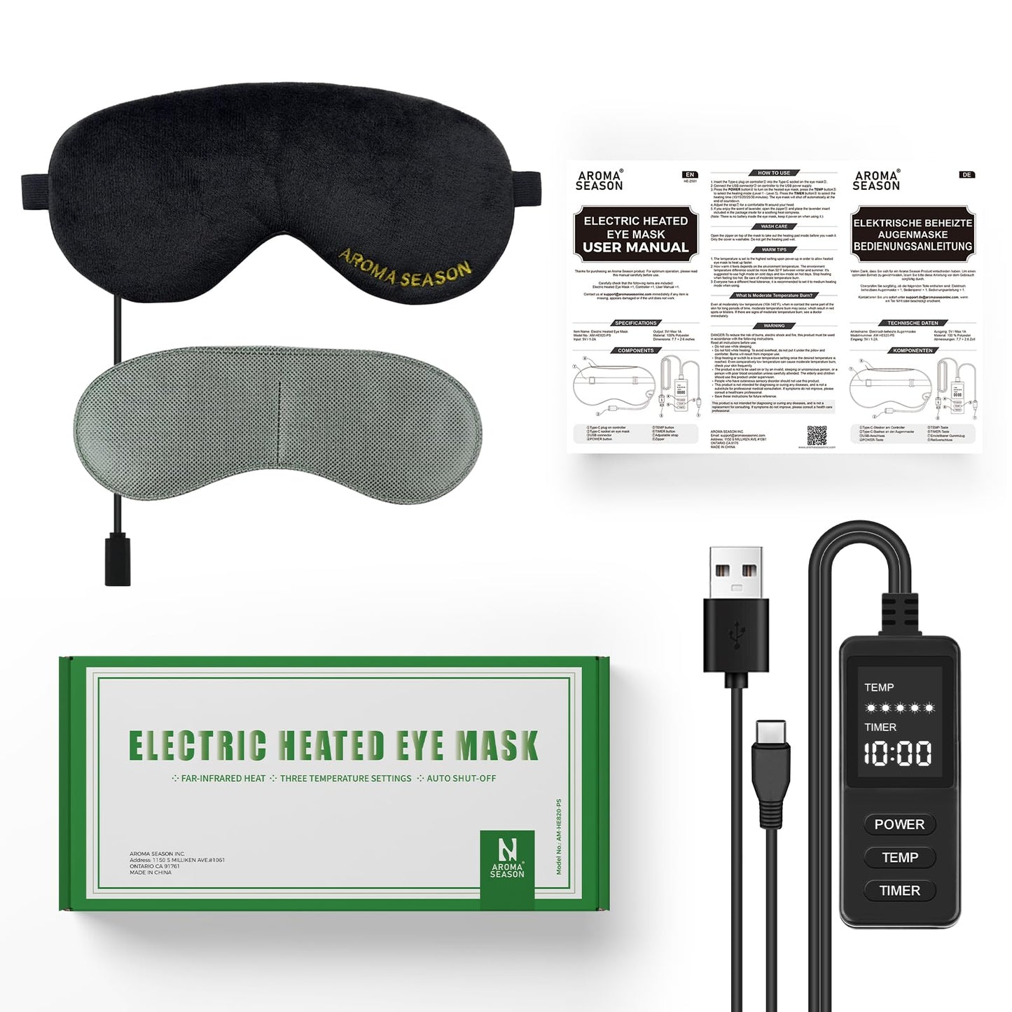 Aroma Season Heated Eye Mask, Warm Eye Compress for Dry Eyes MGD Stye Blephartitis Sinus Migraine, Graphene Heating Element with Natural Lavender Pack (Black)