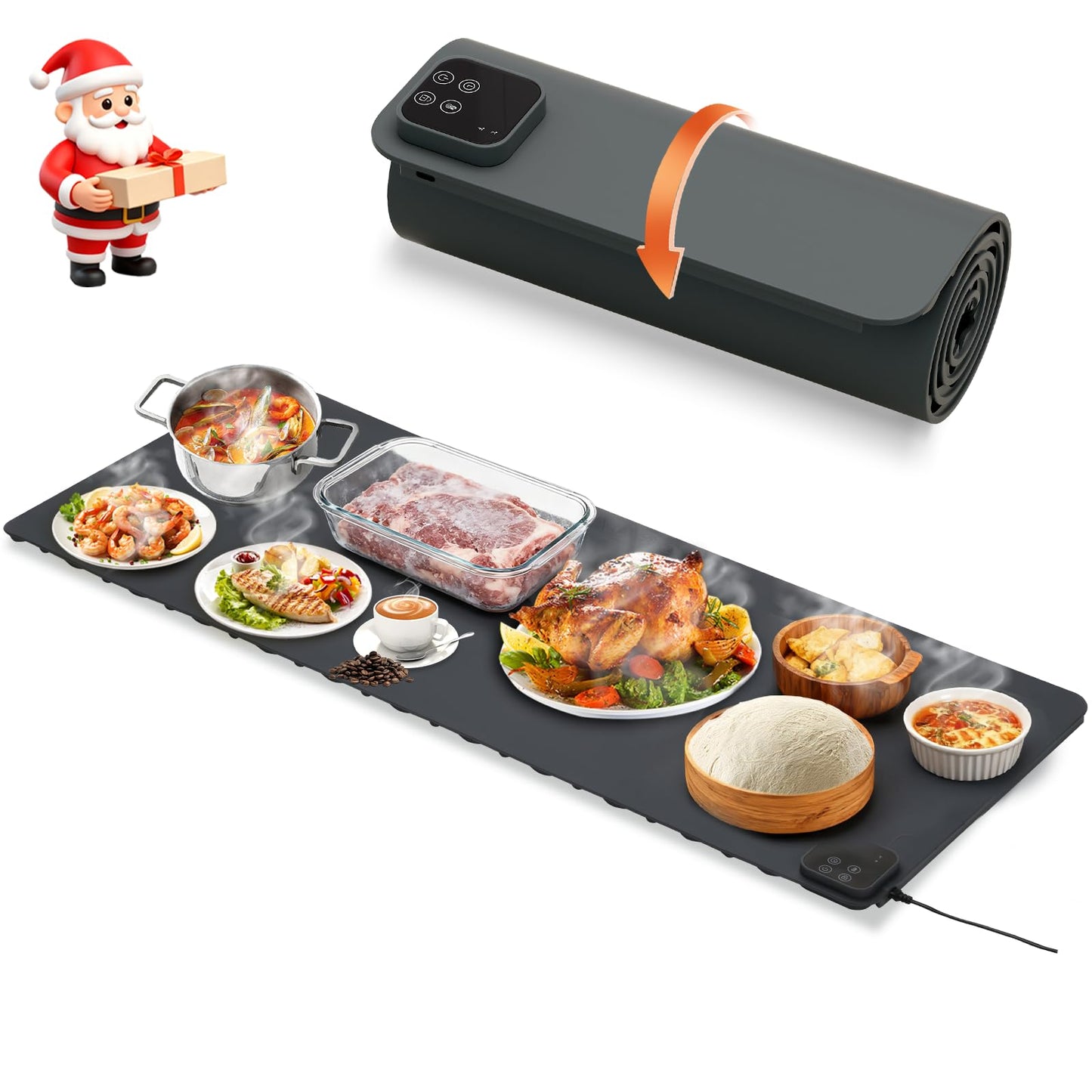 Mariocsa Warming Mat for Food, (XXXL 47"x15") Electric Food Warming Mat Tray, 450W Rapid Full Heating in 8s, 7 Adjustable Temp Settings & 1-8H Timer, Food Warmer Mat for Home, Buffets, Parties