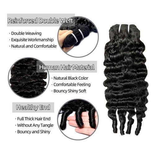 Burmese Curly Bundles Human Hair 16 18 20 Inch 12A Grade 100% Unprocessed Brazilian Virgin Hair Weave with Spriral End 3c4a Quick Weave Real Human Hair Extensions For Black Women Natural Black