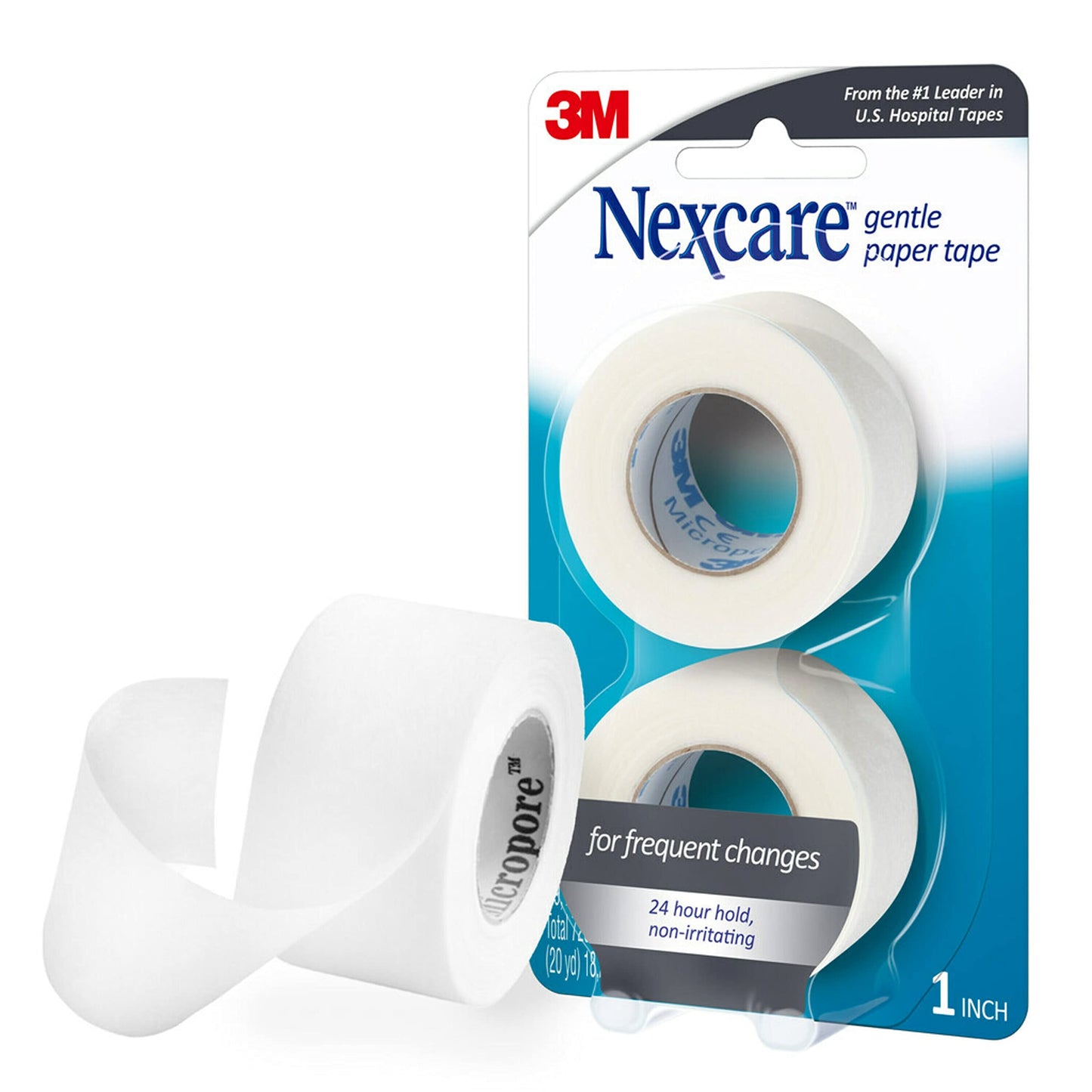 Nexcare Gentle Paper Medical Tape, 1 Inch x 10 Yards (2 Rolls) – Hypoallergenic First Aid Surgical Tape for Sensitive Skin, Latex-Free
