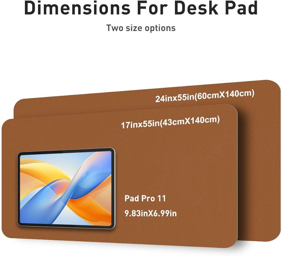 Aothia Faux Leather Desk Mat - Non-Slip PU Leather Desk Blotter, Waterproof Writing Surface, Large Desk Pad for Office & Home (Brown, 55" x 17")