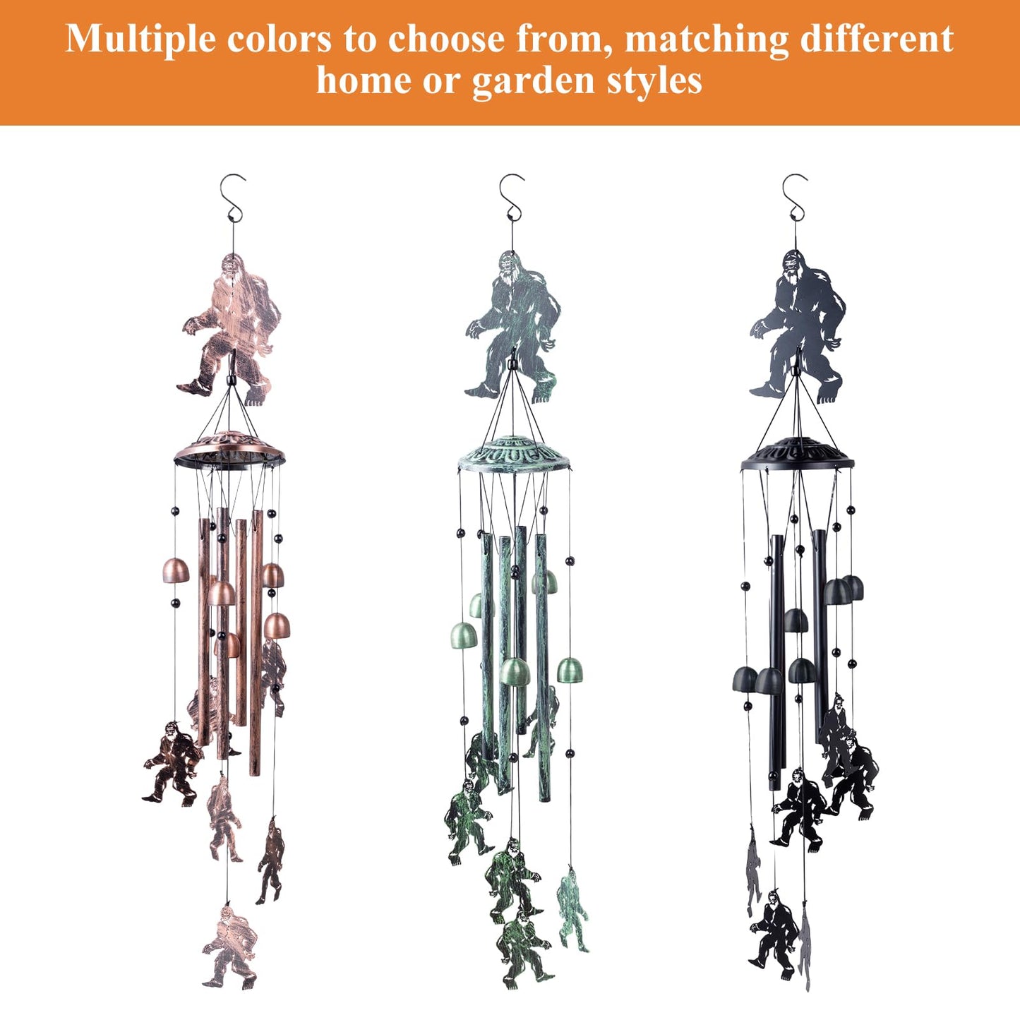 Bigfoot Gifts for Men and Women, Metal Bigfoot Wind Chimes with 6 Chimes and 4 Aluminium Tubes, Beautiful Sounds Sasquatch Gifts for Outside, Home, Lawn, Porch, Patio, Garden Decor, Yard Decoration