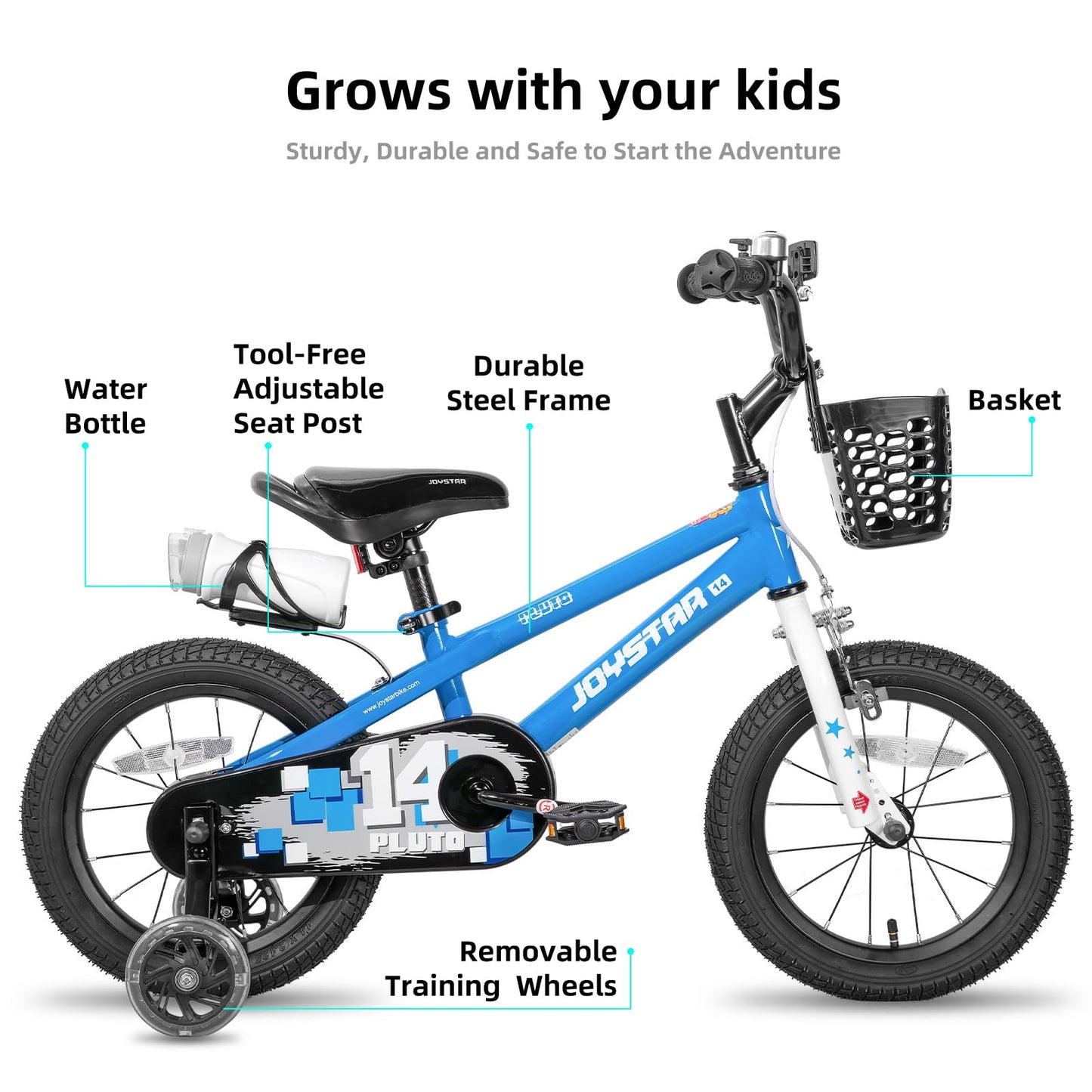 JOYSTAR Pluto Kids Bike 12 Inch Toddlers Bike with Training Wheels for Boys Girls Kids' Bicycle for Age 2-4 Years Blue