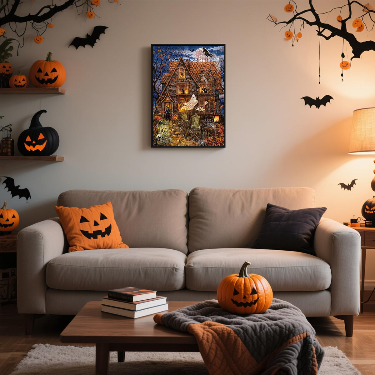 Hopgo 500 Piece Puzzles for Adults, Halloween Puzzle 500 Pieces for Family Game, Horror Haunted House Puzzle for Halloween Midnight, Great Gifts for Puzzles Lovers 20"x14.2"