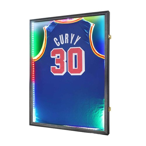 Jersey Frame Display Case, Large Lockable Shadow Box Sports Jersey Frame with 98% UV Protection Acrylic and 2 Hanger for Baseball Basketball Football Soccer Hockey Shirt,Uniform, Graduates Black