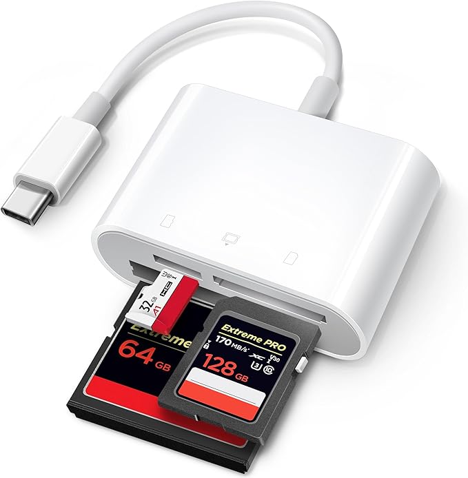 USB C SD Card Reader for iPhone 15/iPad/Mac, ChiaoPio USB C to SD CF, Type C Memory Card Adapter with Compact Flash/CF/SD/...