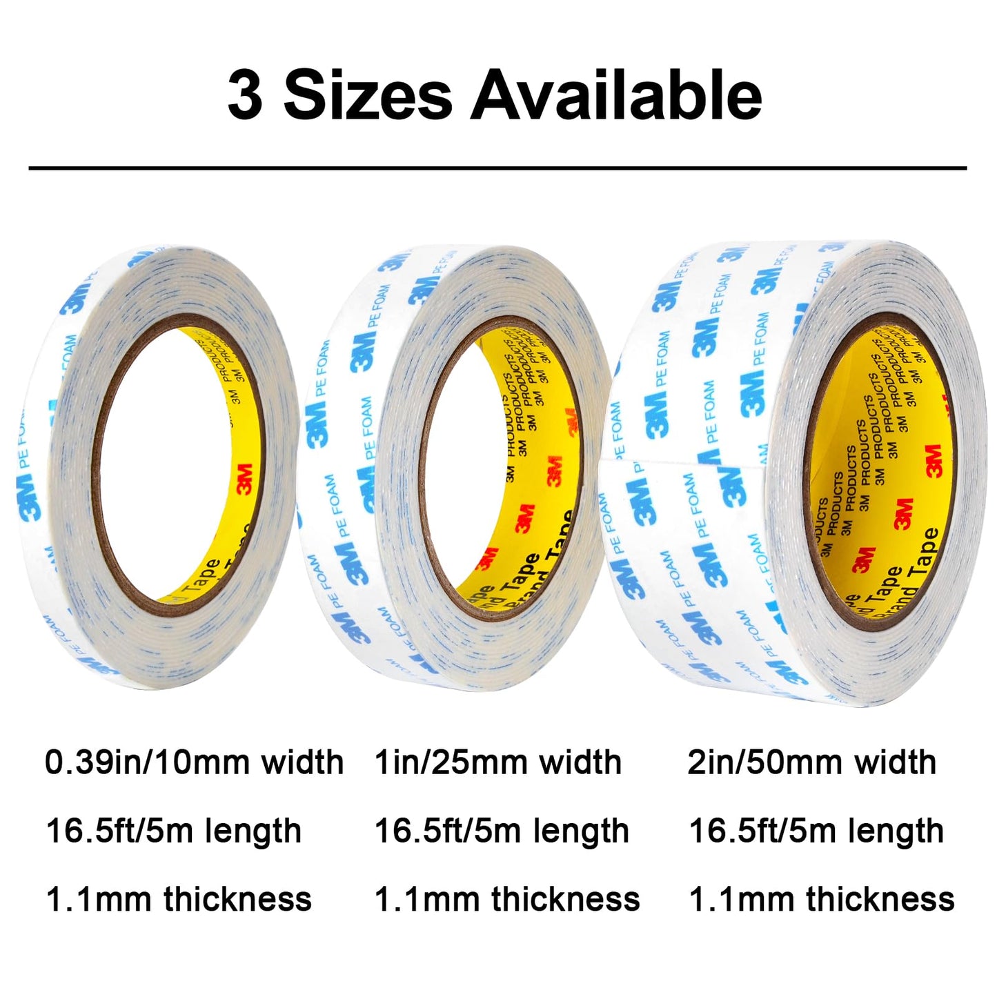 Hasaky Double Sided Tape 1in x 16.5ft, Mounting Tape Heavy Duty, Removeable PE Foam Tape Strips, Strong Adhesive Tape Waterproof Free Damage for Paint Wall Picture Hanging Poster