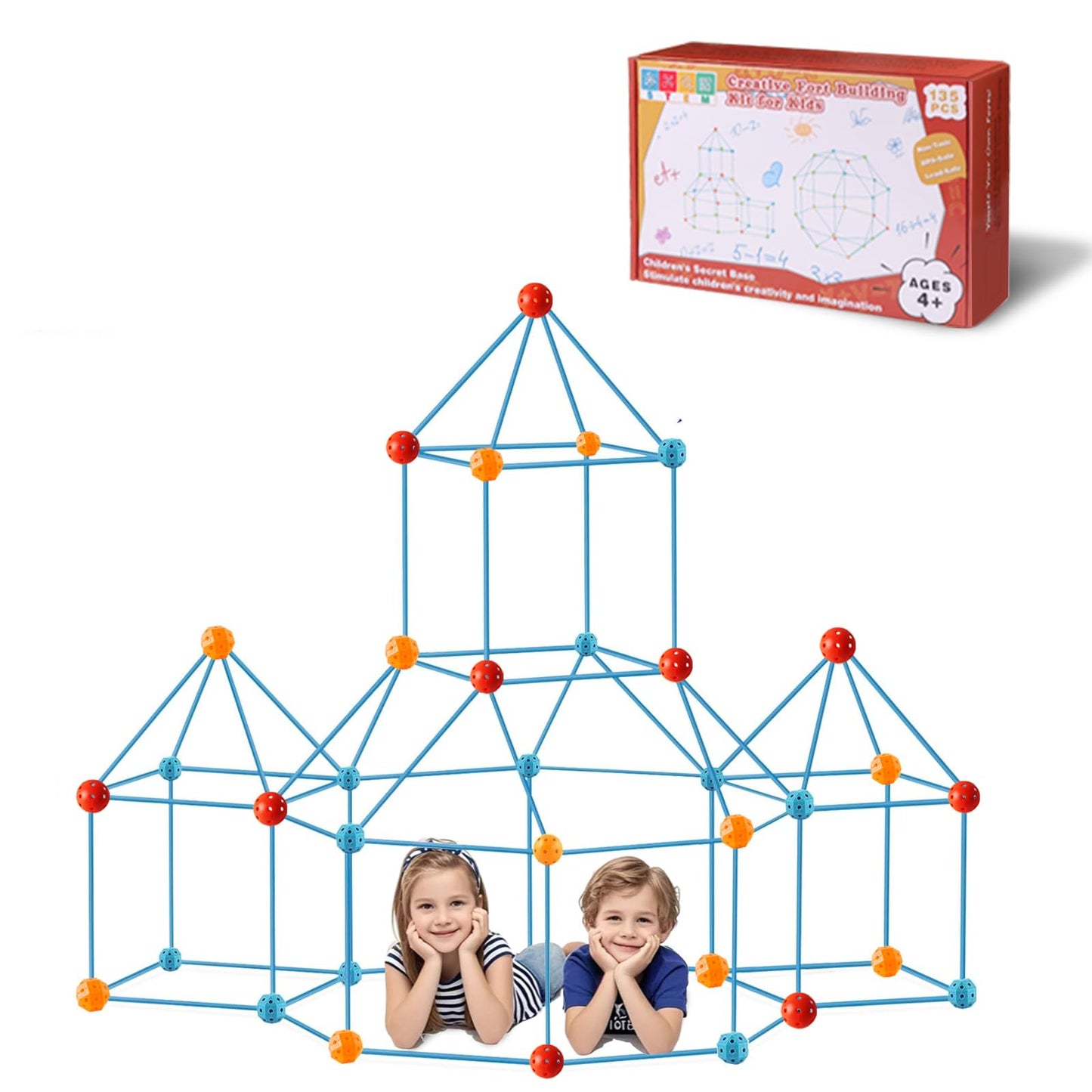 Bzseed Fort Building Kit for Kid DIY Play Tent STEM Construction Toys Fort Builder for Kids Indoor Outdoor Play Creative Gift for 4 5 6 7 8 9 10 11 12 Year Old Boy Girl Christmas Birthday Gift 140Pcs