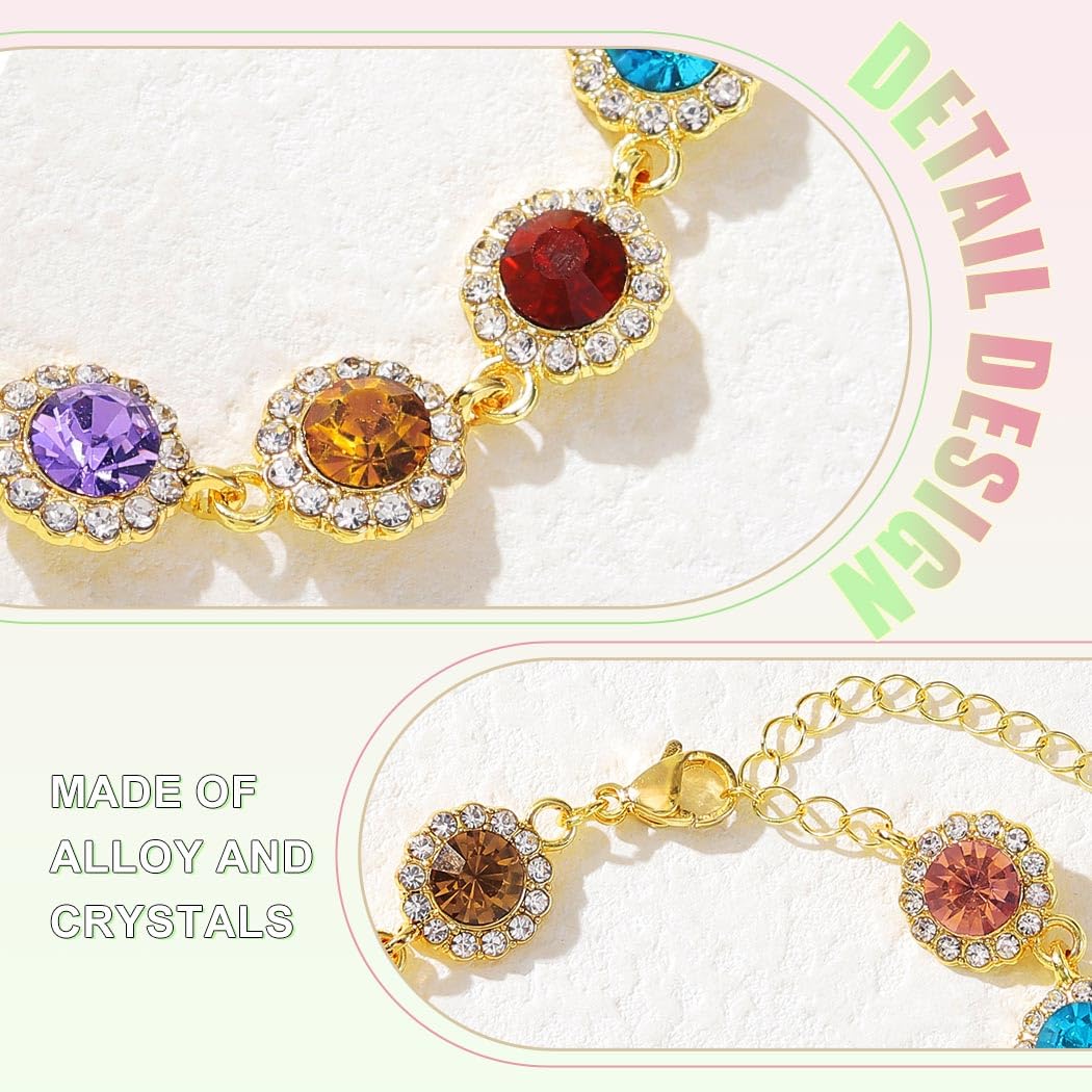 ACEDRE Colorful Crystal Jewelry Sets Gold Sparkly Rhinestone Necklace and Earrings Set Prom Costume Accessory for Women(2PCS)