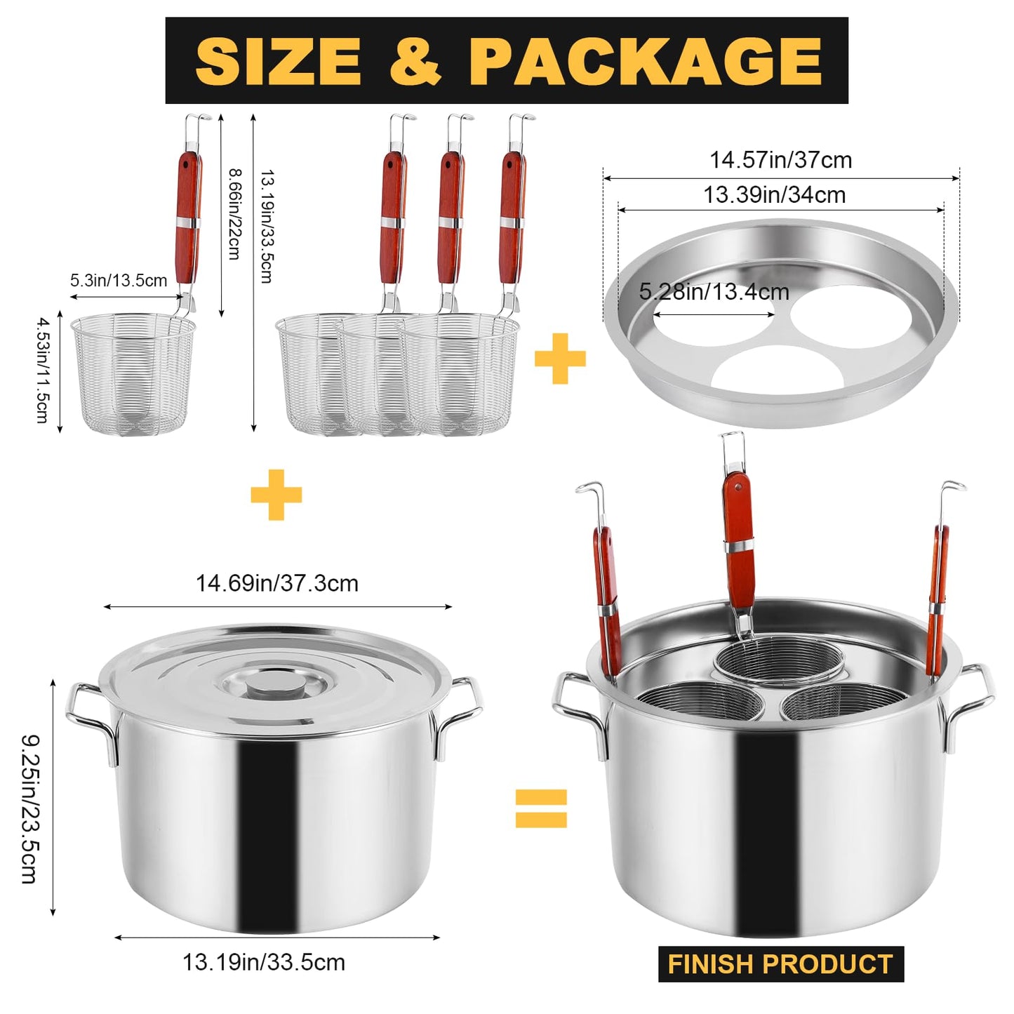 YJINGRUI Commercial Pasta Pot, 19.5 Quart, Stainless Steel Pasta Cooker with Insert Strainer Colander for Home Kitchen Restaurant, 3 Holes