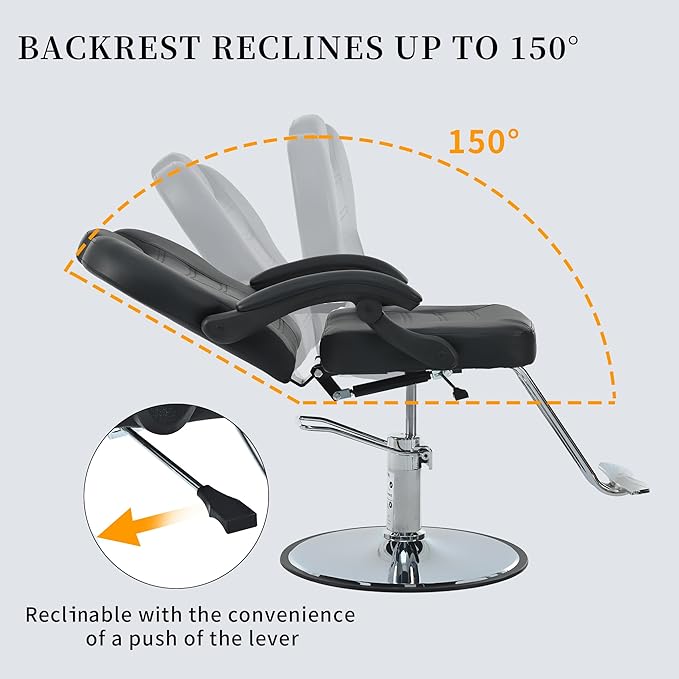 Merax Hydraulic Recliner Barber Chair for Hair Salon with 20% Extra Wider Seat & Heavy Duty Hydraulic Pump, Upgraded Salon Beauty Equipment