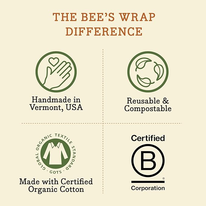 Bee's Wrap Beeswax Wraps for Food - Honeycomb Medium 3 Pack Made in USA Reusable & Organic Food Wraps, Sandwich Wrap & Bowl Covers - Eco-Friendly Alternative to Aluminum Foil & Plastic Wrap