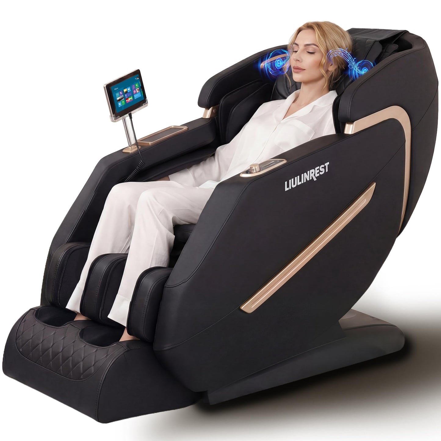 LIULINREST 2026 4D Massage Chair Full Body, Zero Gravity Massage Chair with SL-Track & Heating, Massage Shiatsu Recliner Chair with Smart Voice Control, Touchable Screen, Airbags, Foot Rollers (BLACK)