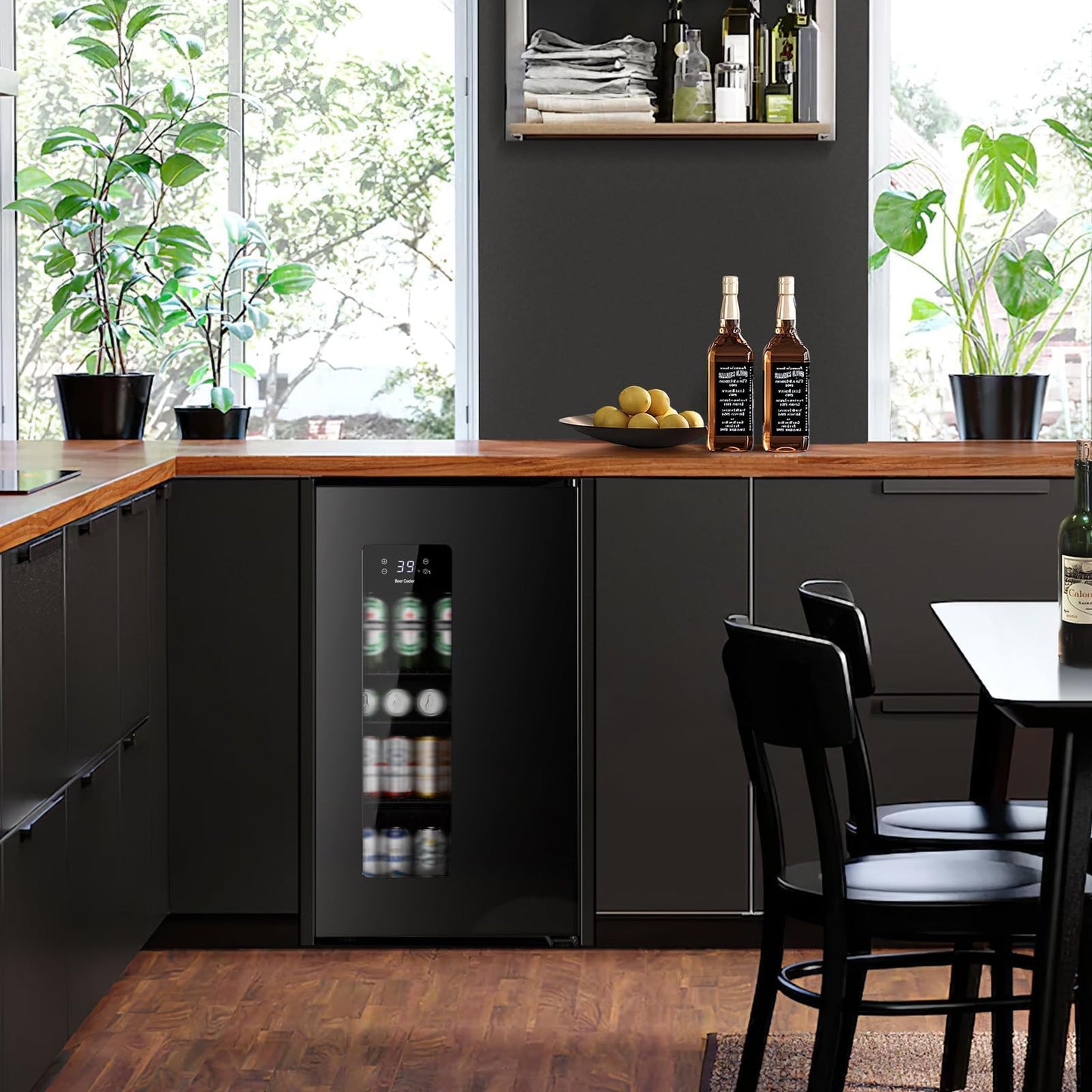 Kismile 3.2 Cu.Ft Beer Fridge, Auto Defrost Mini Fridge with Electronic Control, LCD Display and Adjustable Temperature for Home, Dorm, Office