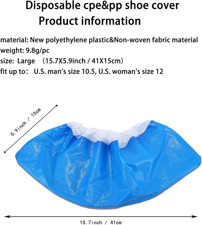 Heavy Duty Shoe Covers Disposable, Thick 0.38 0z, Premium Waterproof Dustproof Non-Slip Shoe Booties, Durable Booties Covers for Indoors & Outdoor,One Size Fits Most,50PCS/25Pairs