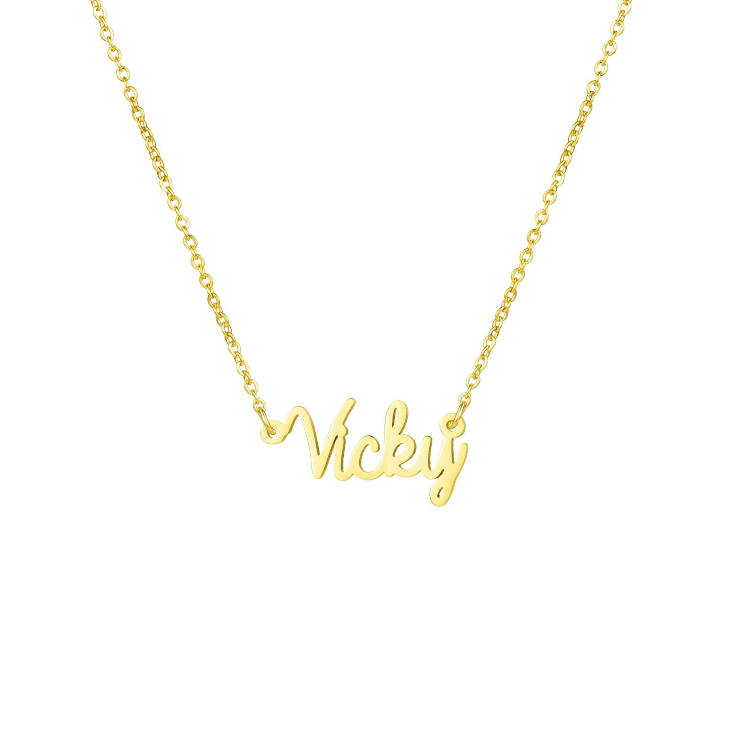 Awegift Women Jewelry Name Necklace Big Initial Gold Plated Best Friend Women Gift for Her Vicky
