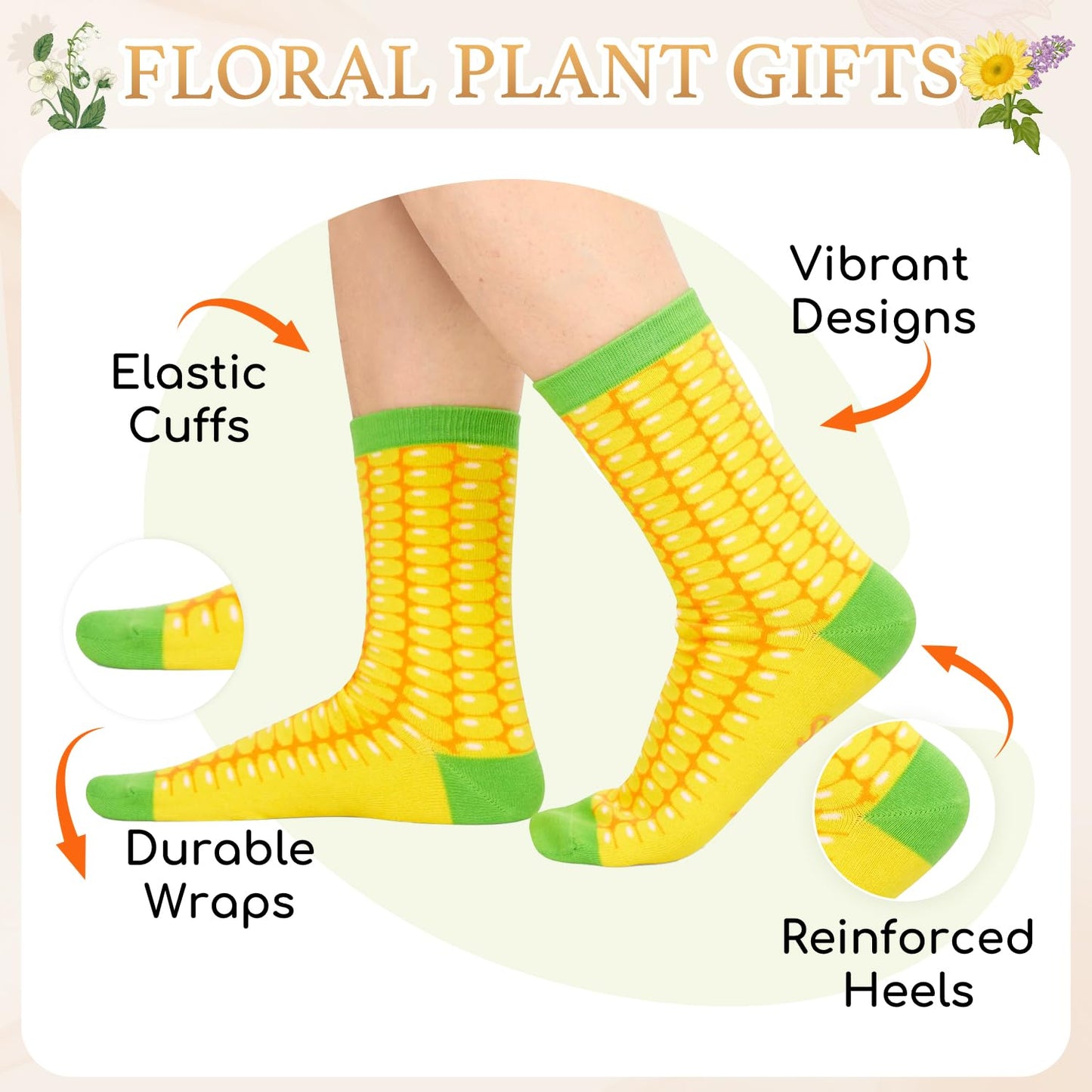 HAPPYPOP Corn Gifts for Women - Corn Socks, Funny Food Gifts for Maize Lovers, Valentine's Day Gift