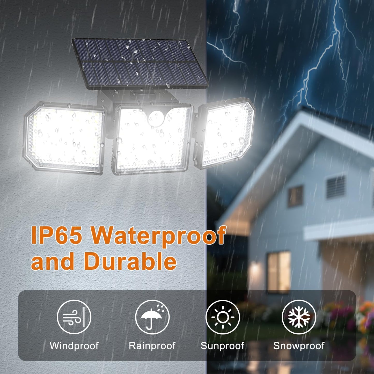 Aolyty Solar Motion Sensor Lights - IP65 Waterproof Solar Strobe Wall Lights - Bright White/Red & Blue Flashing for Garden, Patio, Yard & Front Door