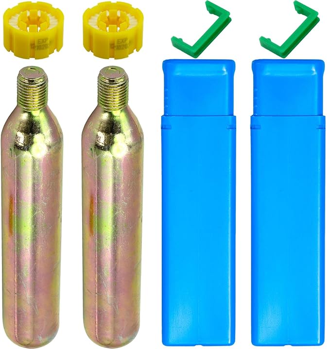 2 Pack Automatic PFD 24/33 Grams CO2 Cylinder Cartridge 1/2-inch Thread for Inflatable Life Jacket Life Vest Lifesaving Belt