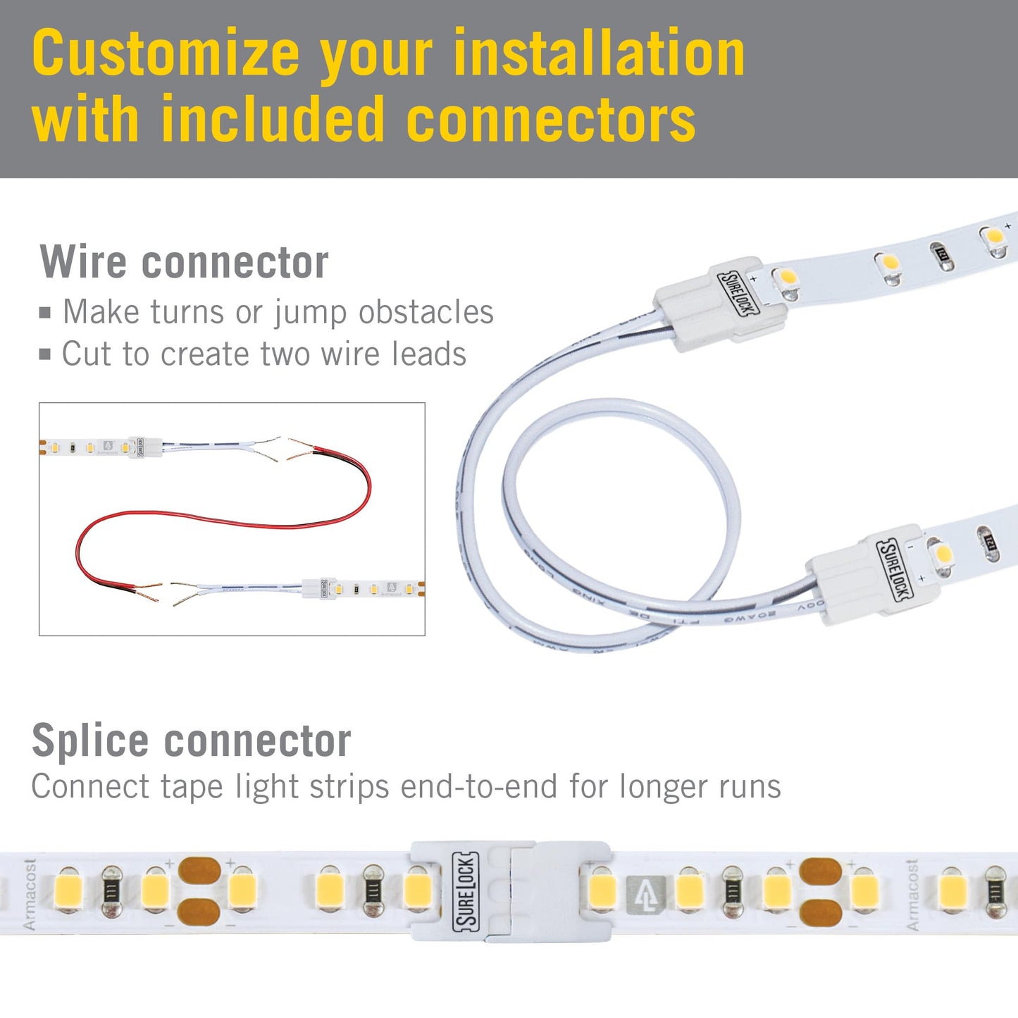 Armacost Lighting RibbonFlex Pro 24V White LED Strip Lights 30 LED/m, 3000K, 65.6 ft 144260