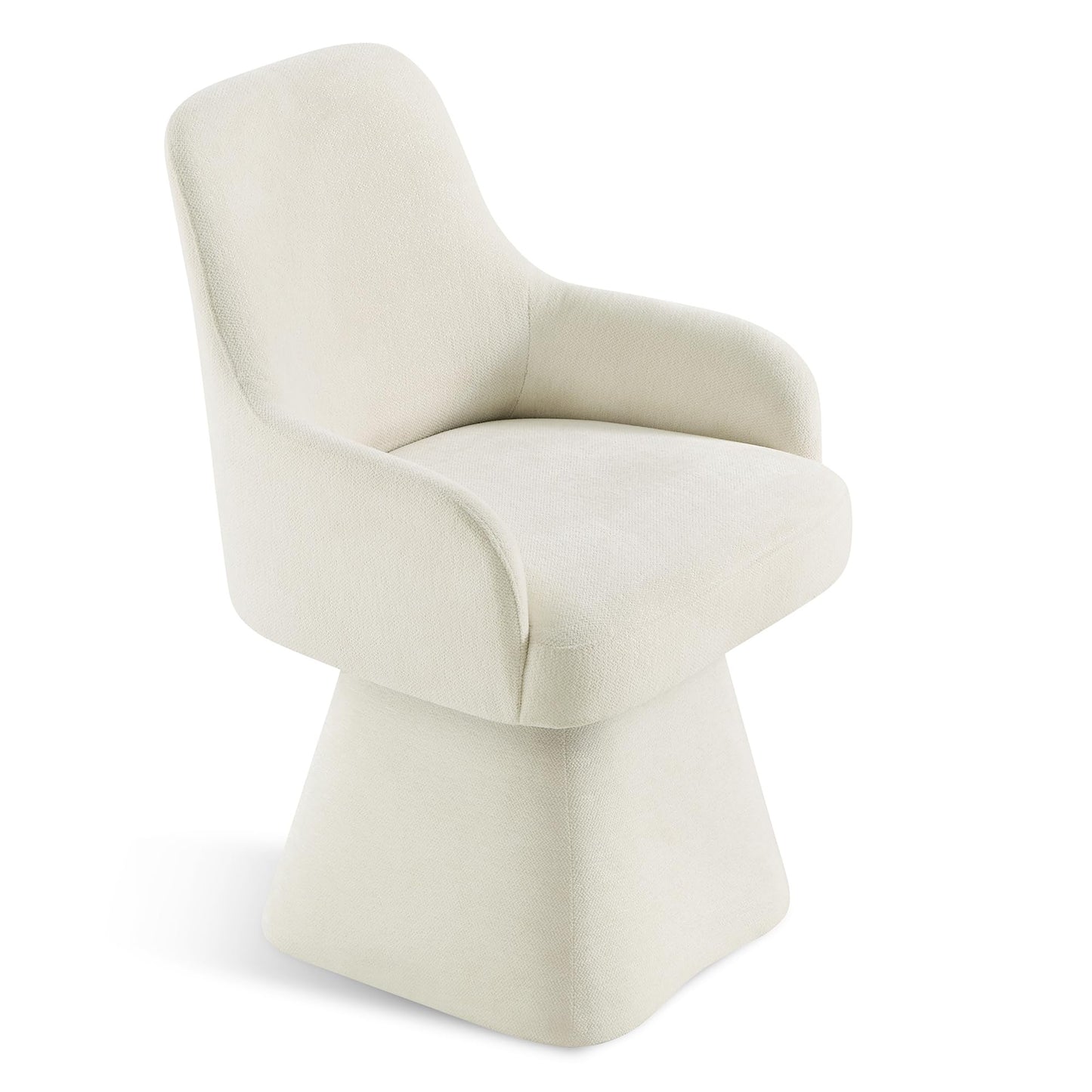 KISLOT Swivel Dining Chair Set of 1, Mid Century Modern Chair Fabric Upholstered Armchair with Armrest & Ergonomic Backrest for Dining Room, Kitchen, Bedroom, Living Room, Beige