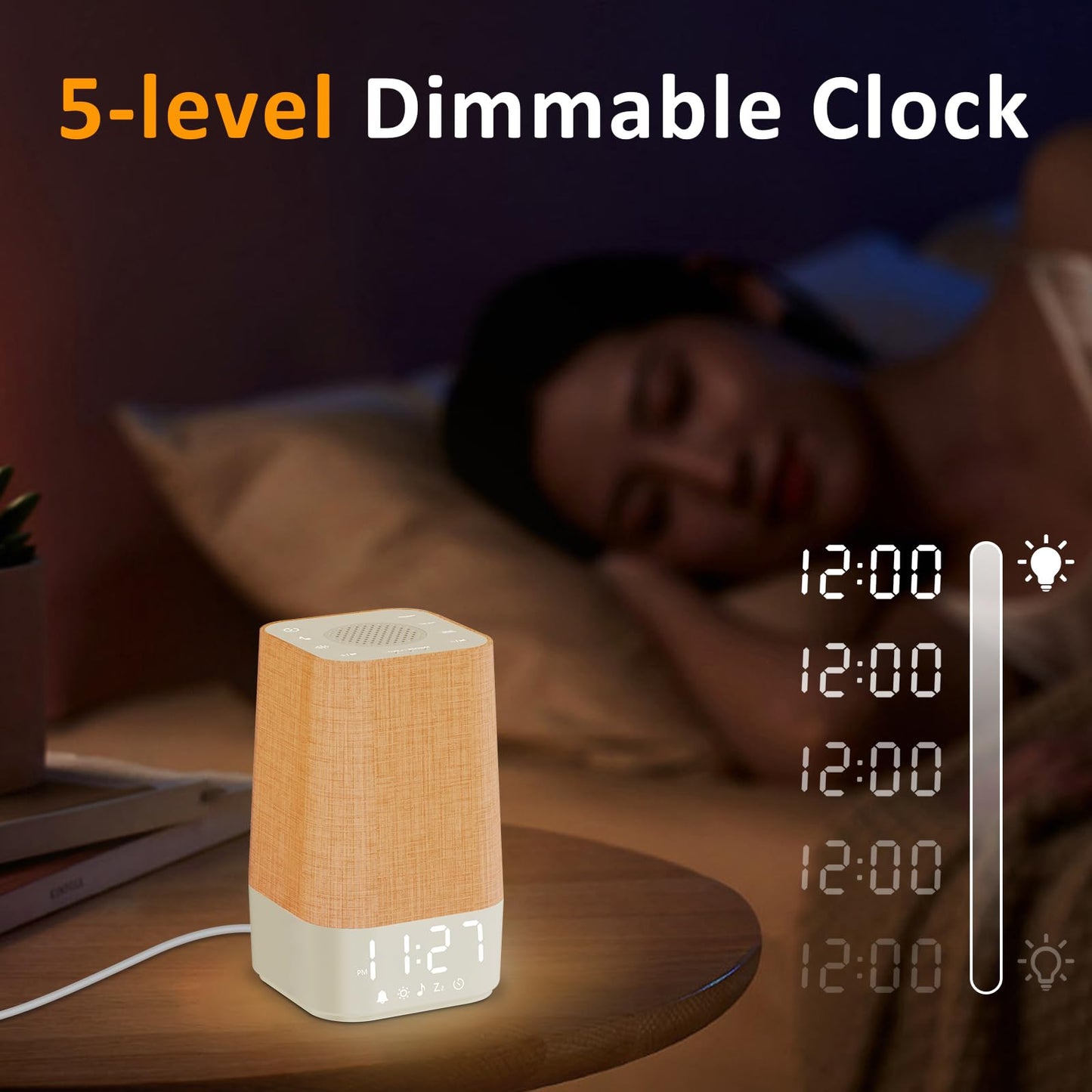 Wkzay White Noise Sound Machine: 30 Soothing Sounds, Sunrise Alarm Clock for Gentle Wake Up, Adjustable Volume & Night Light, Timer - Easy to Sleep, Relax, Focus