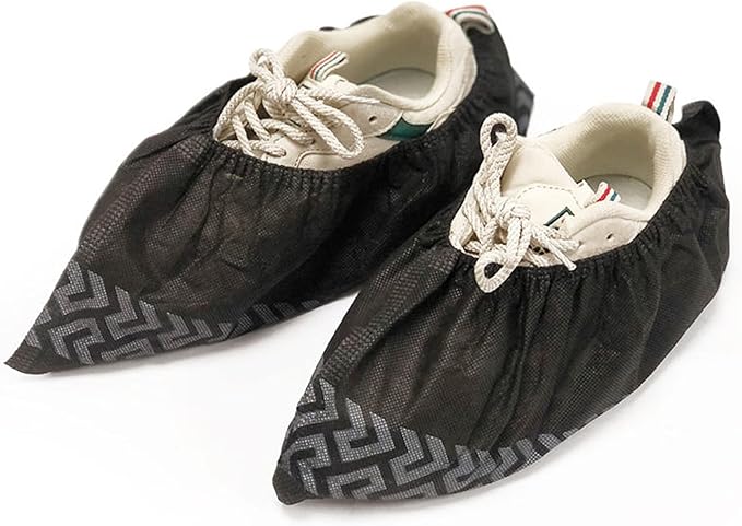 FancyStyle Shoe Covers 200 Pack Disposable Black Boot & Shoe Covers.