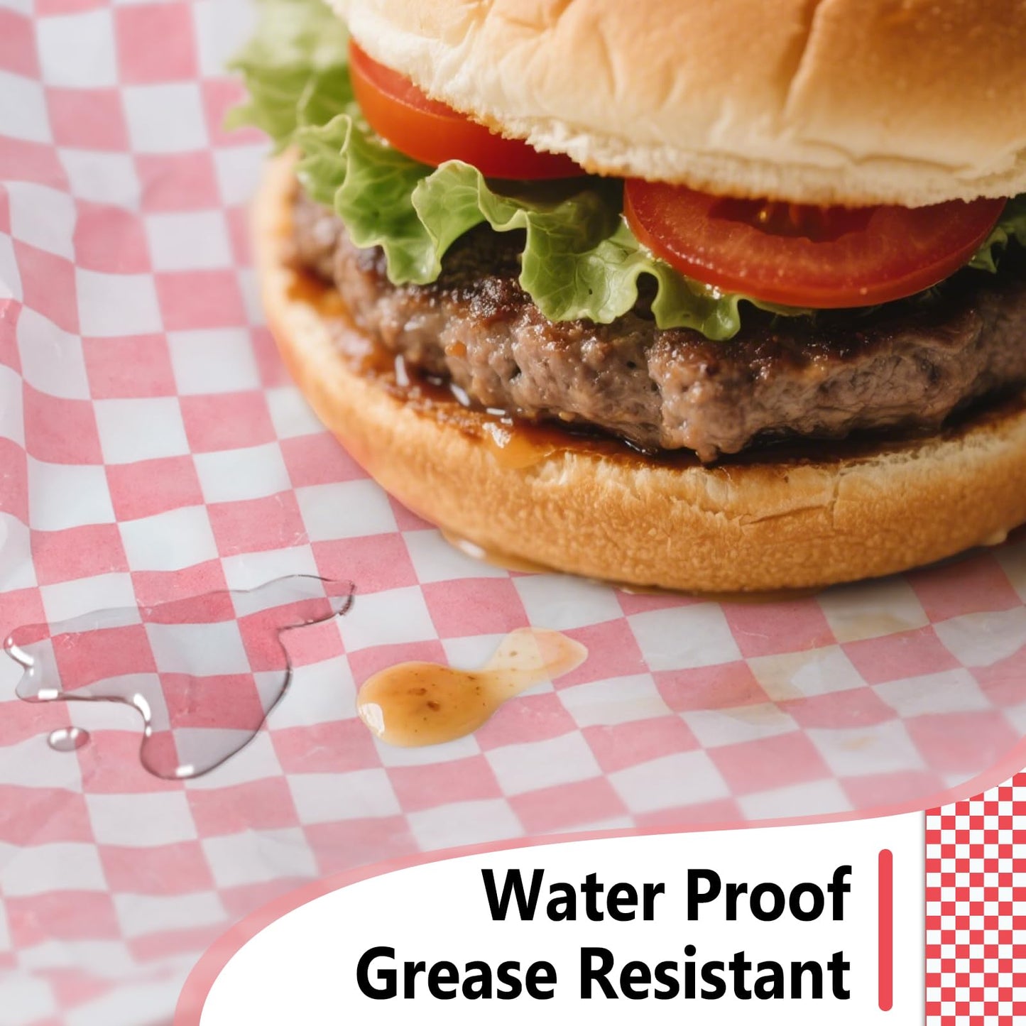 EcoDispose 12 x 12 Inches Grease Proof Deli Paper Precut Sheets for Deli Food, BBQ, Picnic, Party (100 Pcs, Red&White Checker)