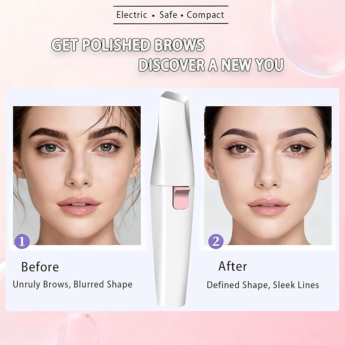 Eyebrow Trimmer Facial Hair Removal for Women, 2 in 1 Electric Rechargeable Face Shaver & Eyebrow Razor with Painless Gentle Trimming - for Face, Upper Lip, Eyebrows