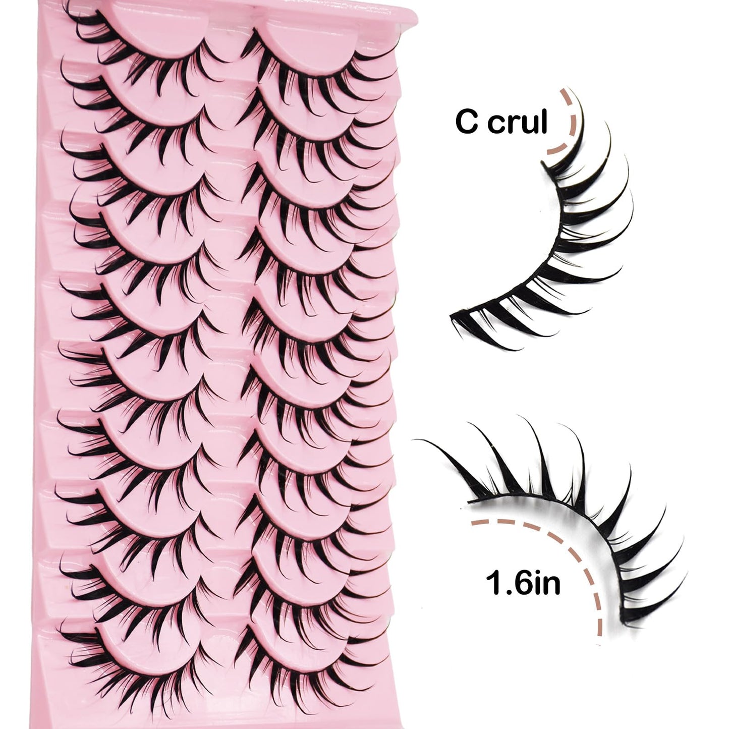 AUGENLI 16mm Manga Wet Look False Eyelashes, Japanese Manhwa Eye Erogenous Makeup Lashes Cosplay Masquerade Party Makeup Eyelash