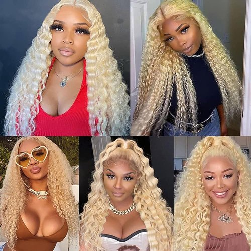 Giginger Brazilian Human Hair Bundles 16 18 20 Inch Blonde 613 Color Deep Wave Bundles Human Hair Unprocessed Virgin Quick Weave Hair for Black Women