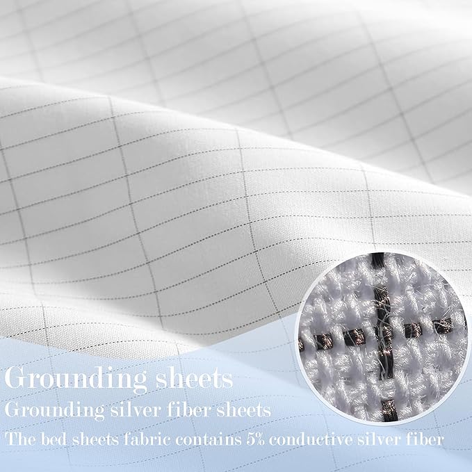 Ali King Grounding Sheets - Twin Size, Soft Cotton with Silver Fiber, 15'' Deep Pocket Earth Grounding Fitted Bed Sheets for Improved Sleep (Light Gray, Twin 39''*75''*15'')