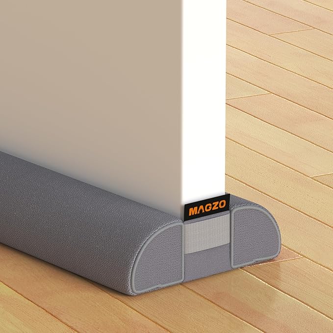 MAGZO Door Draft Stopper, 30 Inch Adjustable Under Door Gap Filler, Fits 26'' - 30'' Bottom Widths, Seals Gaps up to 1.7", Soundproof Sweep Blocks Air, Noise, Light, Dust- Grey