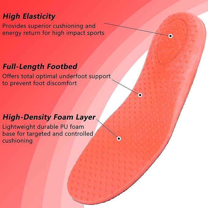 riemot Fitness Running Insoles for Men Comfortable Arch Support Inserts Plantar Fasciitis Relief Insole Cushioning Athletic Gel Insert for Sneakers,Hiking Shoes Black US8/ EU41