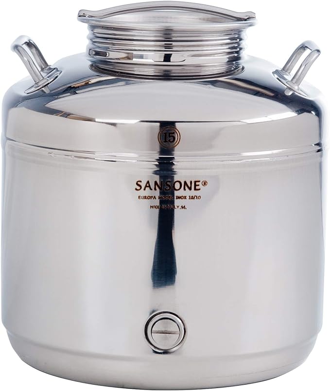 Sansone NSF Stainless Steel Water Dispenser Container with Spigot, 3.96 gallon jug (15 Liter)