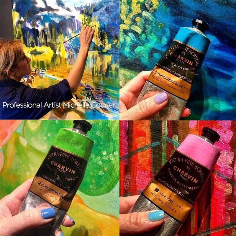Charvin Extra Fine Professional Acrylic Paint - Titanium White, 60ml Tube, Triple-Milled, Lightfast Pigments, Open Stock Artist Acrylic Paints in Nature-Inspired Hues