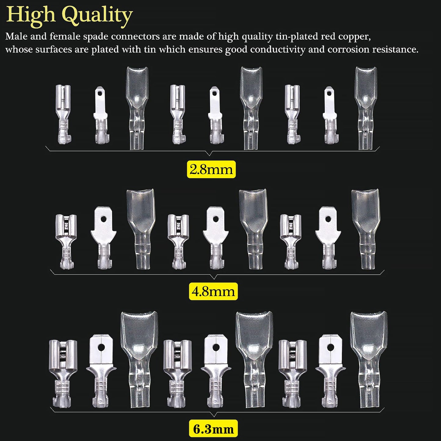 Twidec/360Pcs 2.8/4.8/6.3mm Quick Splice Male and Female Wire Spade Connector Crimp Terminal Block Assortment Kit with Insulating Sleeve for Electrical Wiring Car Audio Speaker