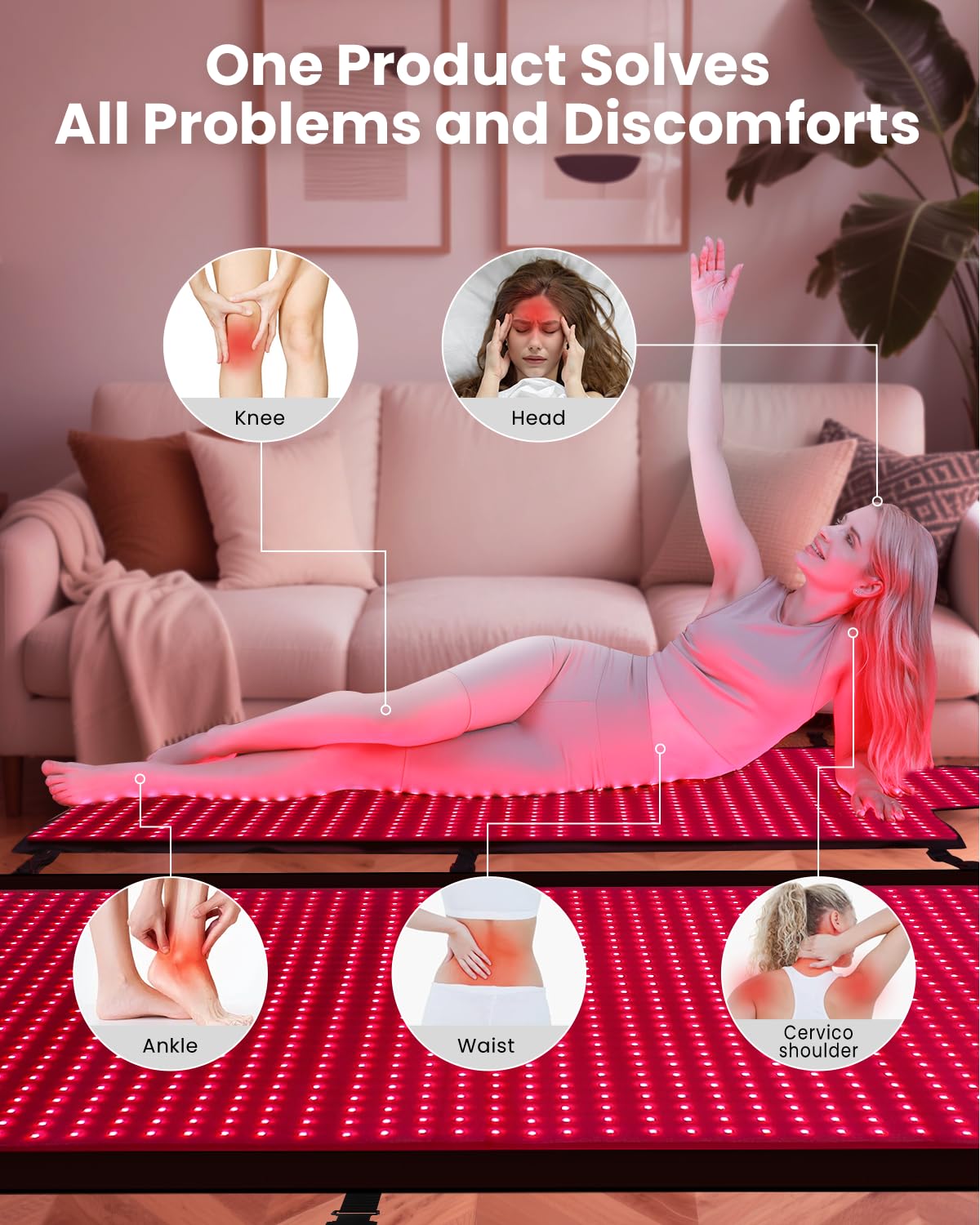 Red Light Therapy Mat Full Body 74.8"x33.6", Infrared Red Light Therapy Blanket with 2630 LEDs, 660nm & 850nm Dual Wavelength, Pulse Modes, Timer & Intensity Control