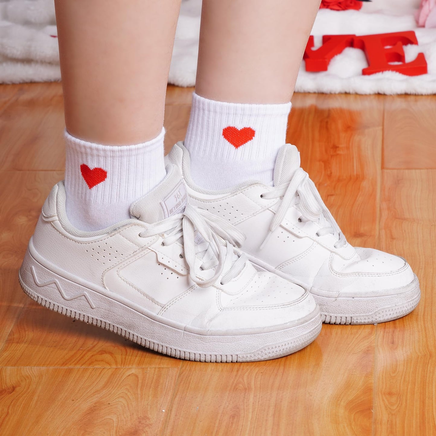 choyaxo 3Pairs Valentine Heart Ankle Socks Cute Soft Novelty Crew Socks for Women Girls