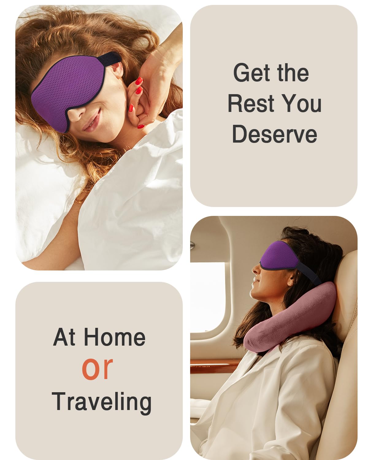 MABAO Sleep Mask for Side Sleeper, Eye Mask for Sleeping Women Men, 3D Contoured Cup No Eye Pressure 100% Light Blocking Sleeping Mask with Adjustable Strap Night Blindfold Flight, Travel, Nap, Purple