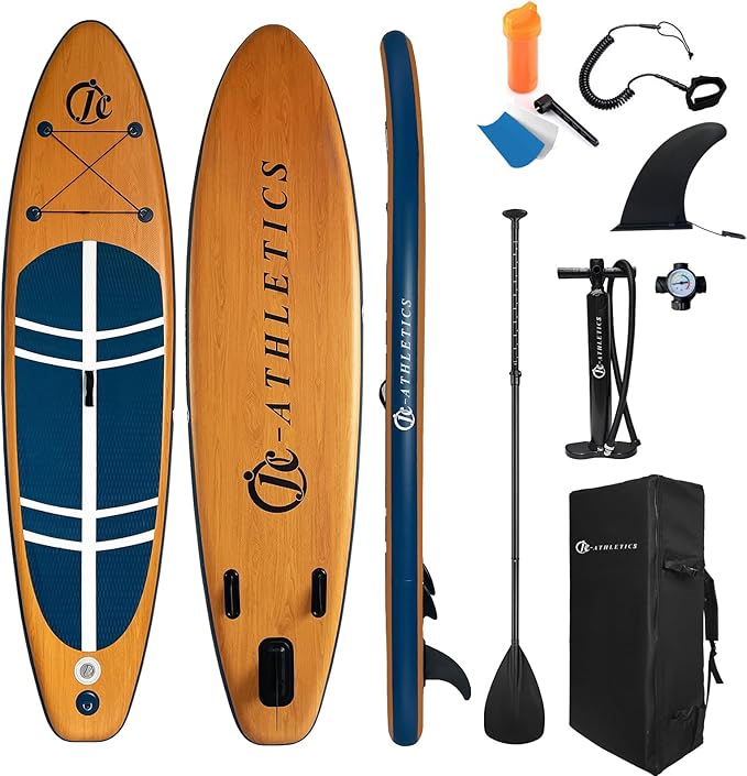 JC-ATHLETICS Inflatable Stand Up Paddle Board (6 Inches Thick), ISUP Package W/Premium SUP Accessories & Backpack, Non-Sli...