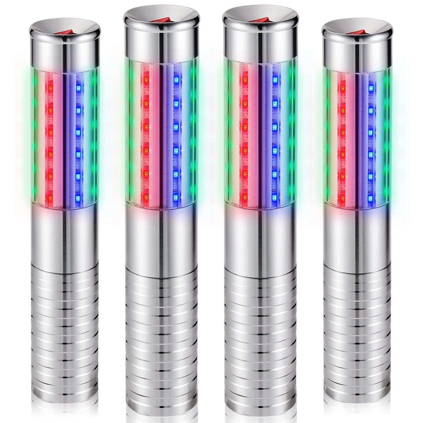 Civaner Upgrade 4 Pcs Bottle Service Lights LED Strobe Baton Bottle Girl Lights Rechargeable Handheld Flashing Club Signs for Birthday Wedding Party(Silver Colorful Light)