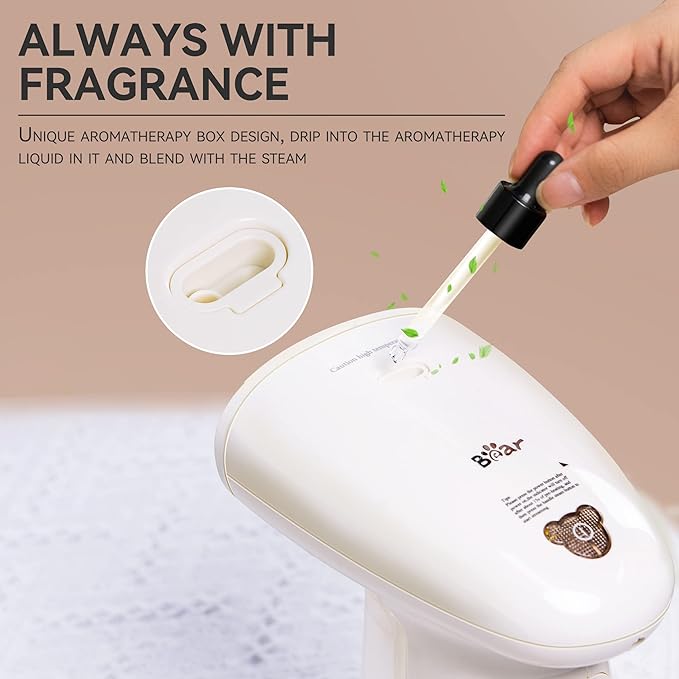 Bear Steamer for Clothes, Handheld Clothes Steamer,1300W Strong Power Garment Steamer with 230ml Tank,Fast Heat-up, Auto-Off, Steam Iron Fabric Wrinkle Remover with Brush for Home and Travel