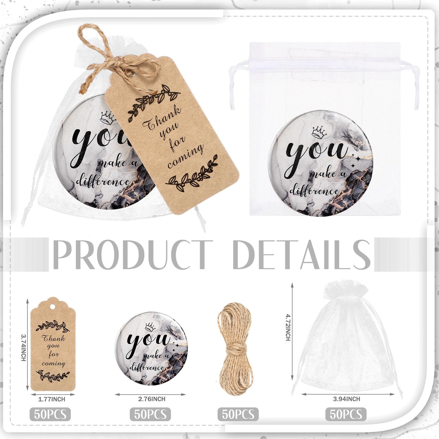 Tradder 50 Sets Compact Mirrors Bulk Women Gifts Inspirational Appreciation Employee Quinceanera Gifts Small Purse Pocket Makeup