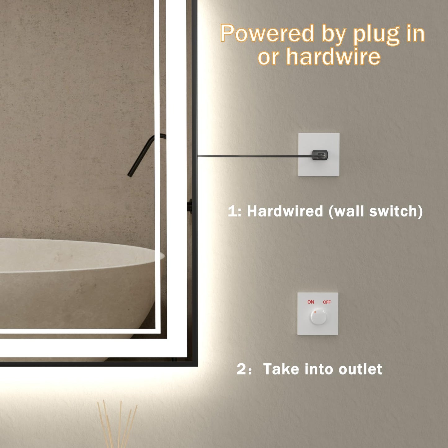 osemy 28" x 36" LED Bathroom Mirror with Lights Black Framed LED Mirror for Bathroom Lighted Bathroom Mirror Backlit and Front Black Aluminum Frame Anti-Fog Dimmable Vanity Smart Memory
