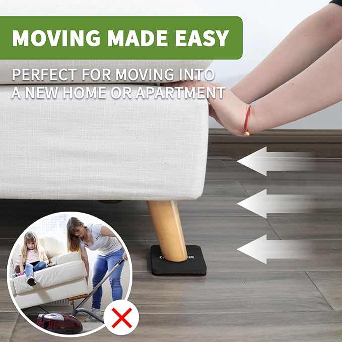 COVERCORNER Felt Furniture Sliders for Hardwood Floors 16 PCS - 3 1/2 inch Square Furniture Moving Slider – Heavy Duty Felt Movers Sliders Chair Legs Floors Protectors (for Hardwood Floors)-Brown